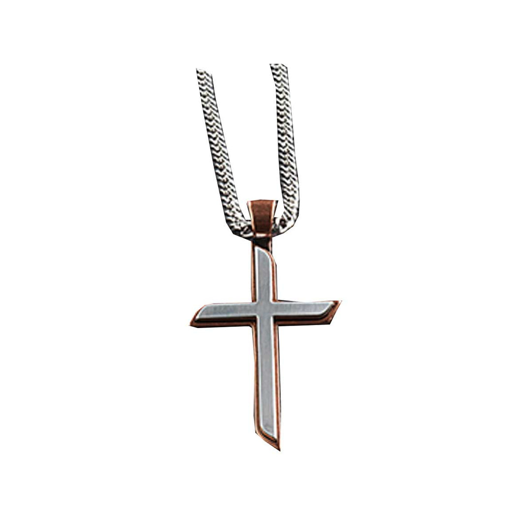 Twister Men's Two Tone Cross Necklace