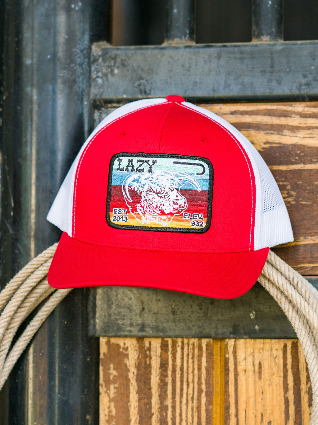 Lazy J Ranch Wear Red & White 3.5" Serape Elevation Cap