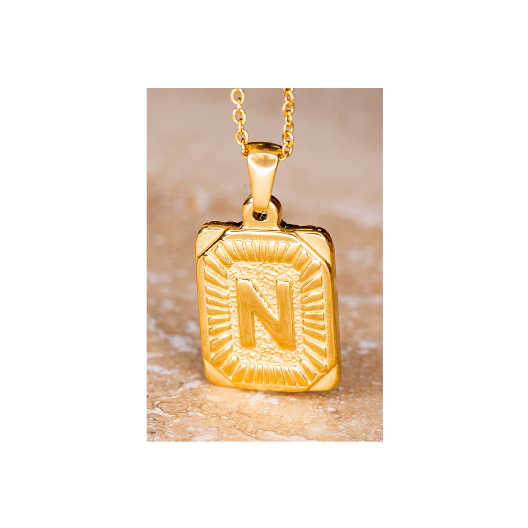 Dylan Jewelry Rectangle Initial Pendant Necklace - Gold