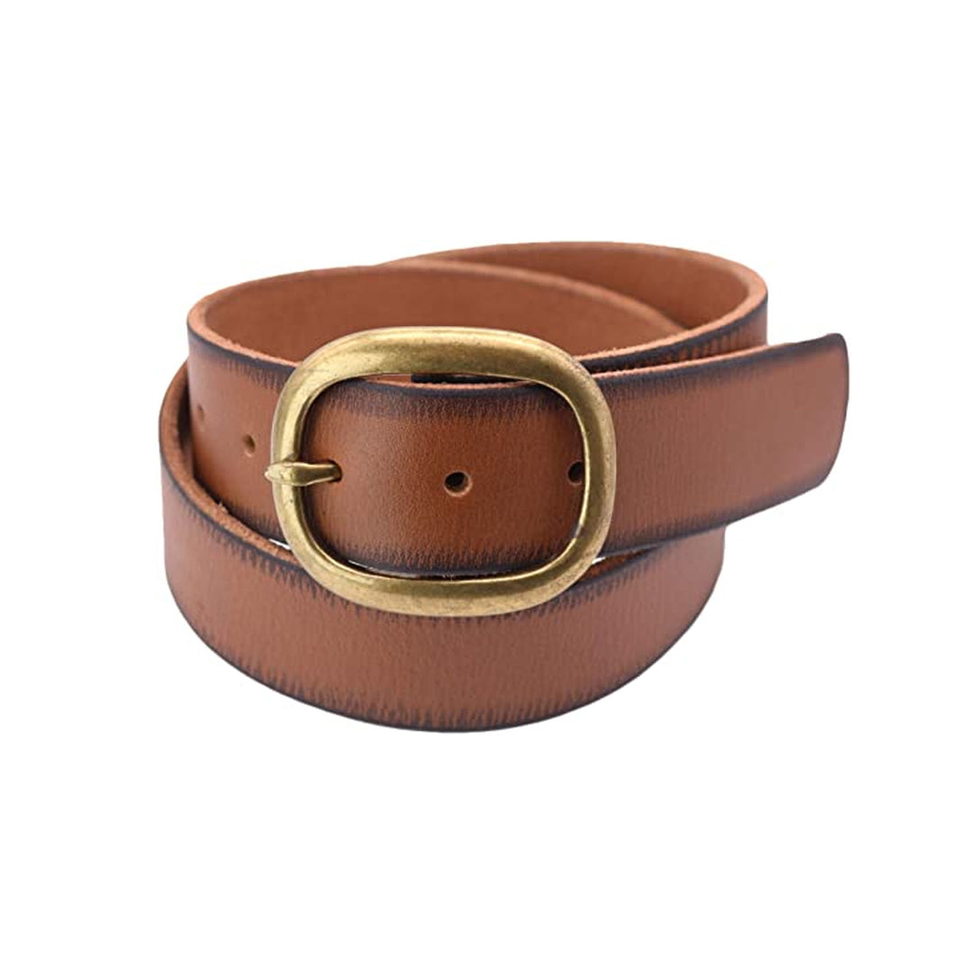 Cowgirls Rock Women's 40mm Oval Buckle Leather Belt - Tan