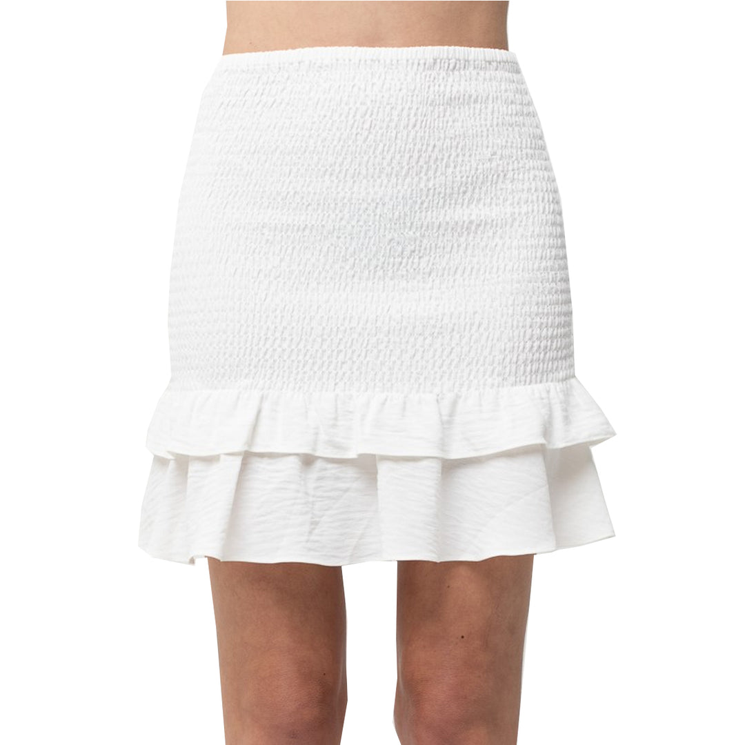 Love Tree Women's Textured Double Layer Flare Skirt - White
