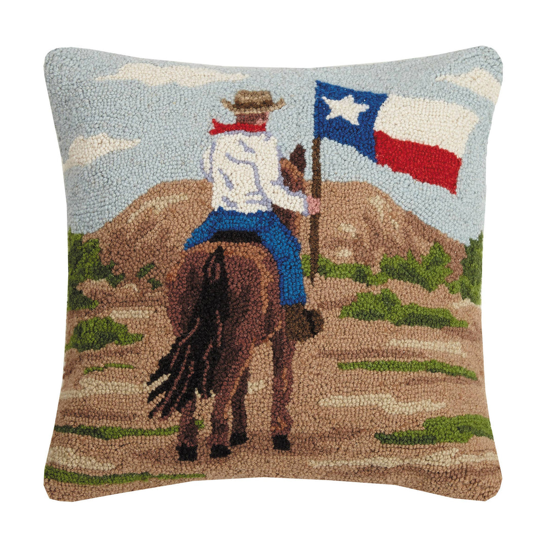 Peking Handicraft Cowboy with Texas Flag Hook Pillow