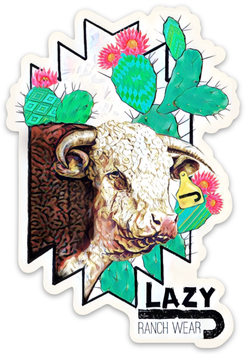 Lazy J Ranch Wear Cactus Hereford Sticker