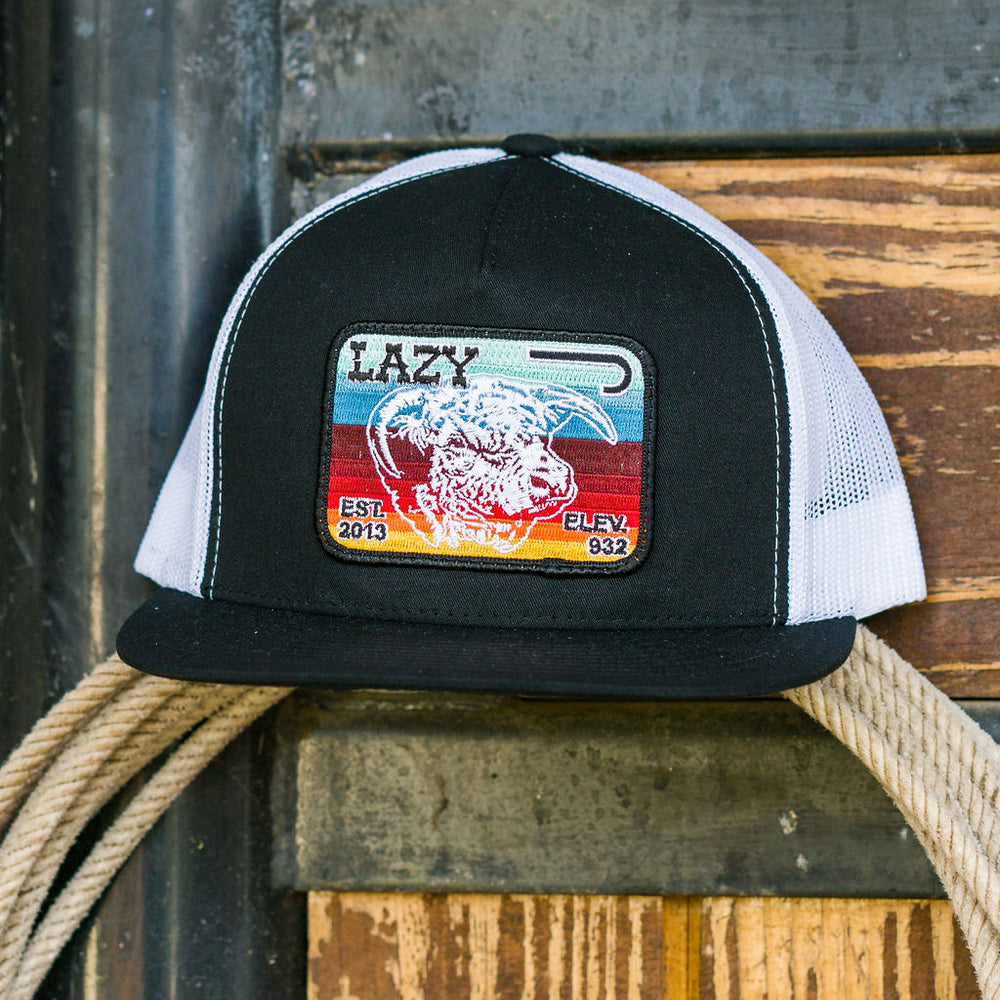 
                      
                        Lazy J Ranch Black & White Serape Elevation Classic Five Panel Trucker Hat
                      
                    