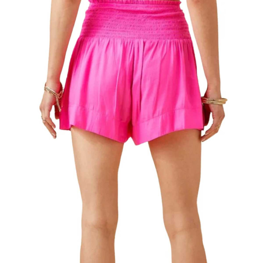 Day + Moon women's Smocked Flowy Shorts - Shocking Pink