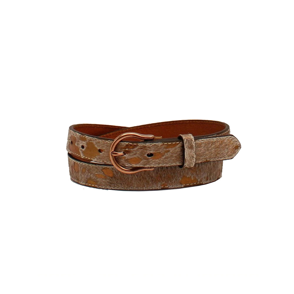 Ariat Women's Brass Metallic Calf Hair Belt - Tan