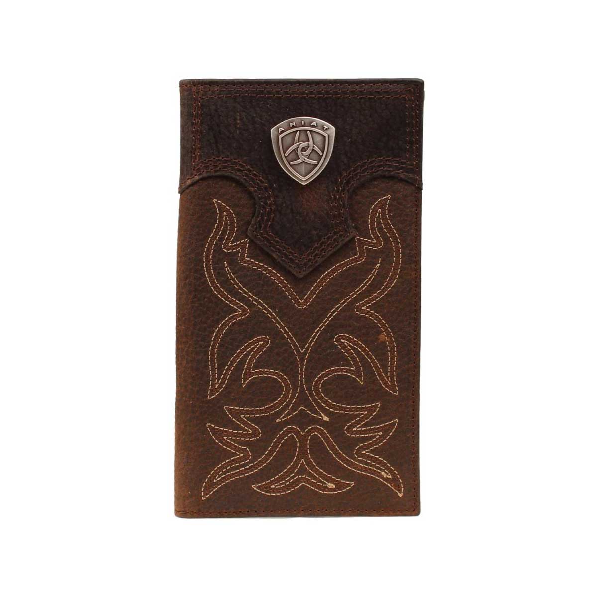 M & F Western Ariat Men's Dark Brown Boot Stitch Rodeo Wallet