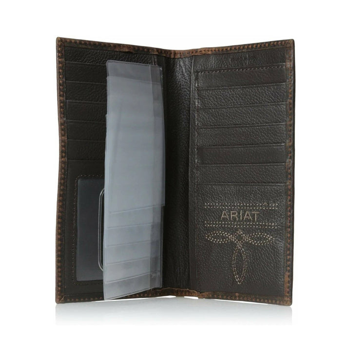 Ariat Men's Bi-fold Rodeo Wallet with Small Shield Logo - Dark Copper