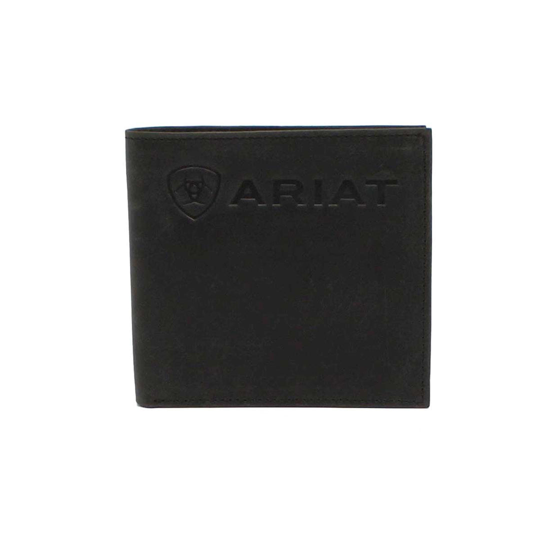 Ariat Men's Logo Shield Black Leather Bifold Wallet