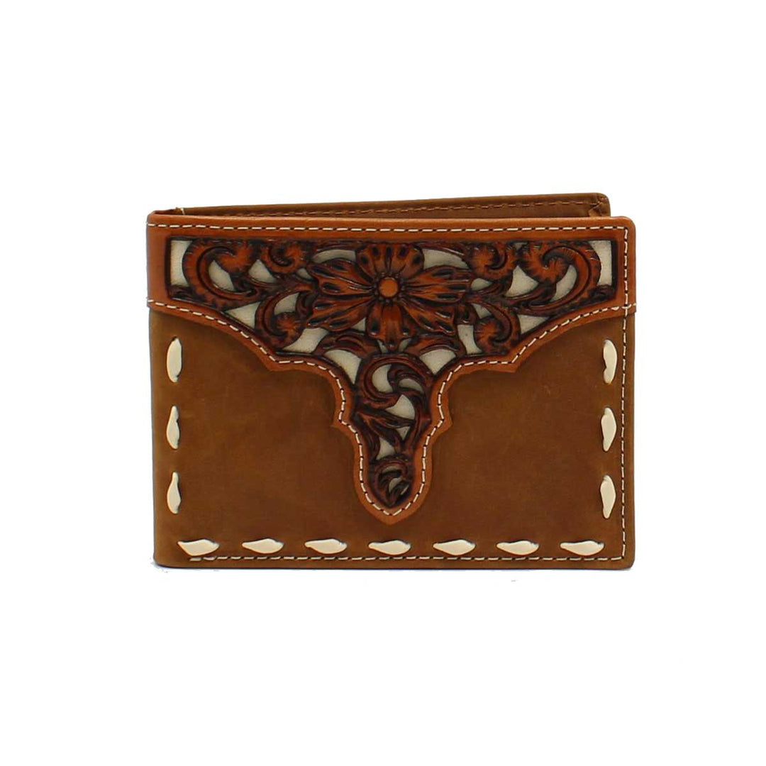 Ariat Men's Floral Tooled Leather Bifold Wallet