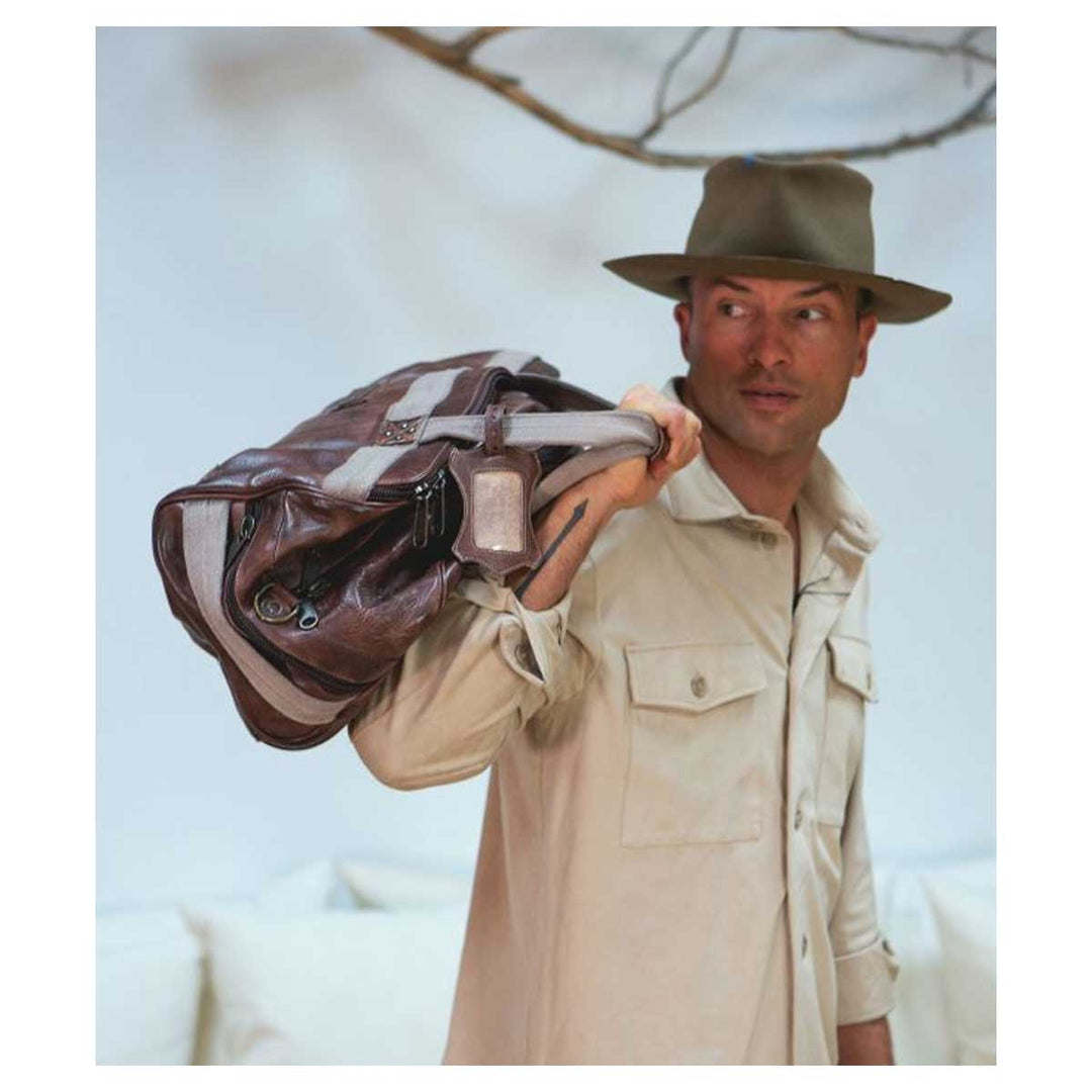 BedStu Men's Ruslan Leather Duffle Bag - Teak Rustic