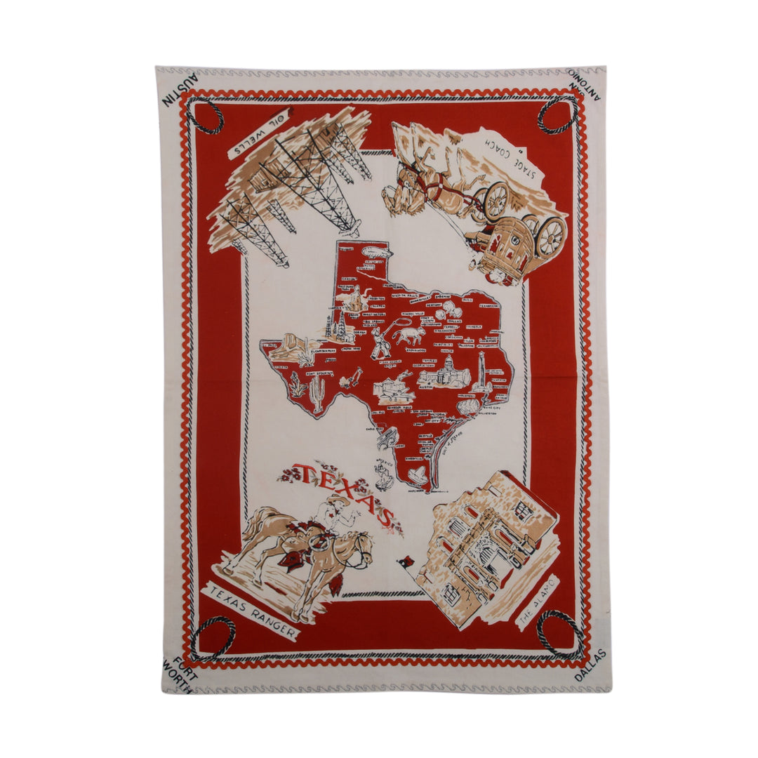 Vintage Texas Map Tea Towel
