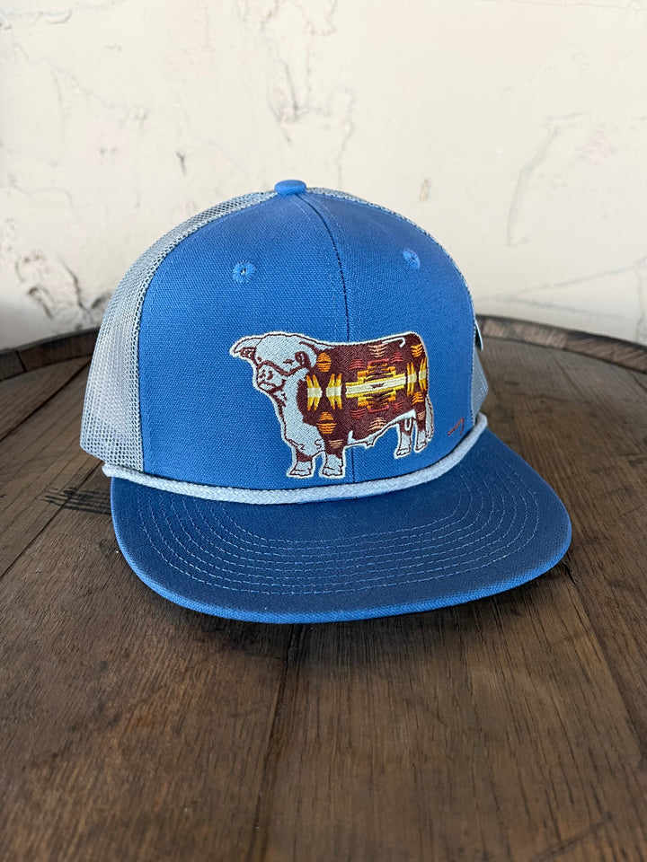 Lazy J Ranch Wear Blue & Grey 4" Apache Hereford Bull Cap