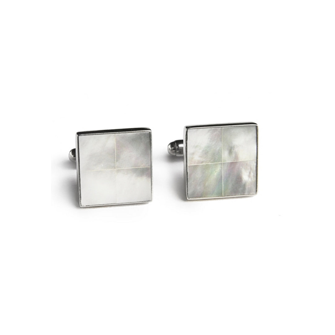 Great Falls Jewelry Square Mother of Pearl Tile Inlay Cufflinks