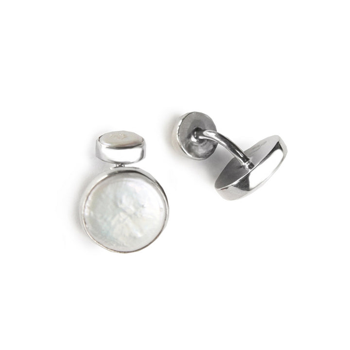 Great Falls Jewelry Double Coin Pearl Cufflinks - Grey Coin Pearl