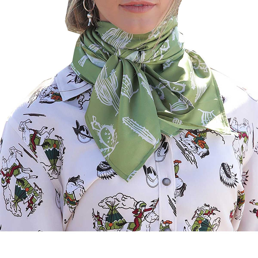 Cruel Girl Women's Cactus Print Wild Rag - Green