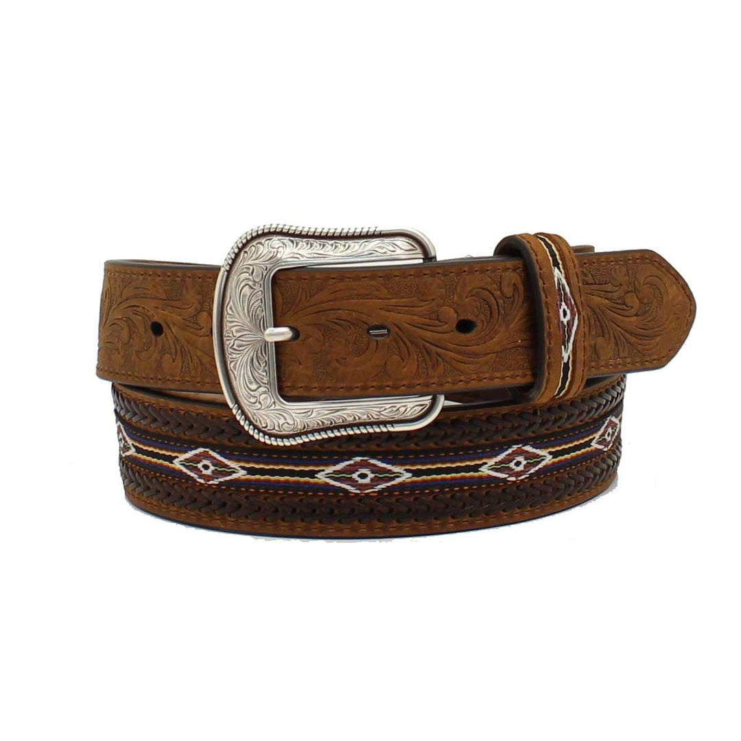 3D Belt Company Men's Vintage Buck Stitch Weave Belt - Brown
