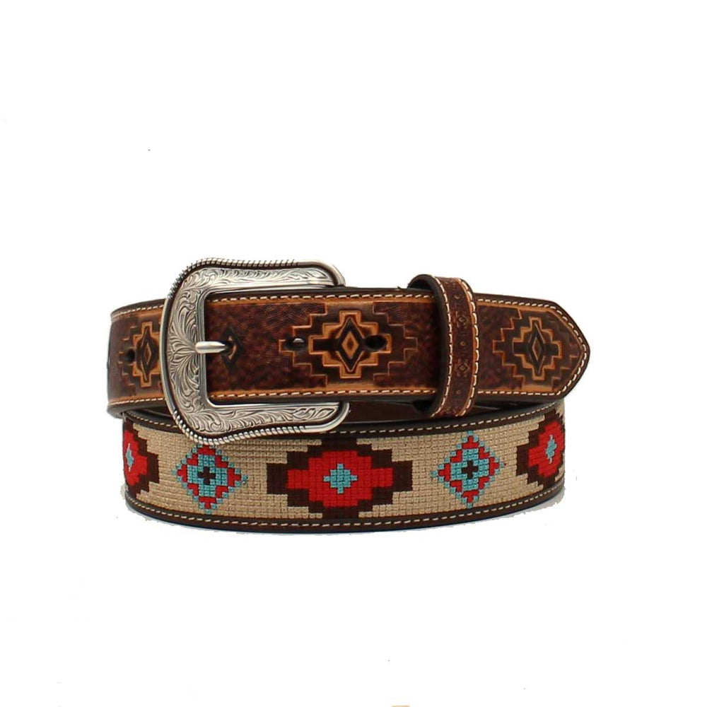 M & F Western Men's 3D Aztec & Leather Belt