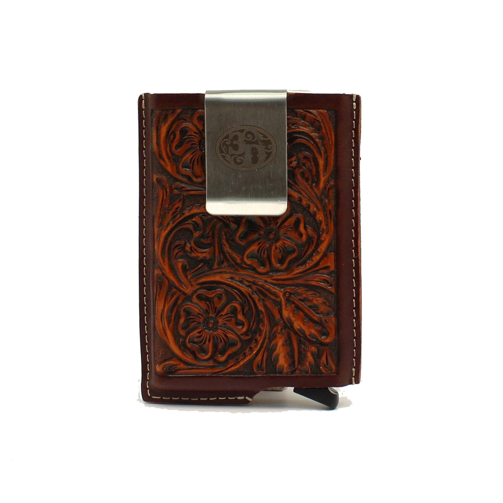 M & F Western Men's Tooled 3D Smart Wallet - Brown