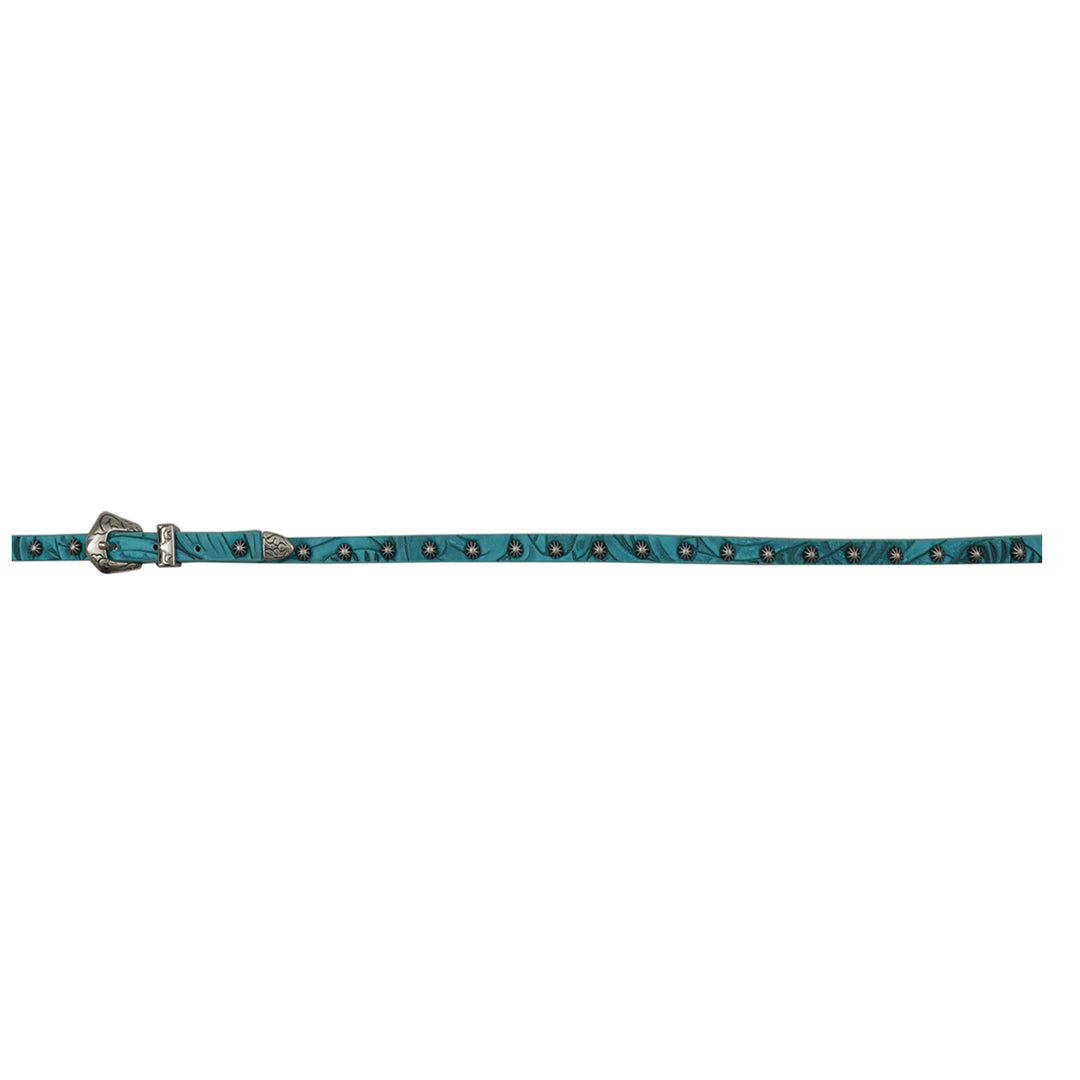 M & F Western Floral Embossed Leather Hatband - Turquoise