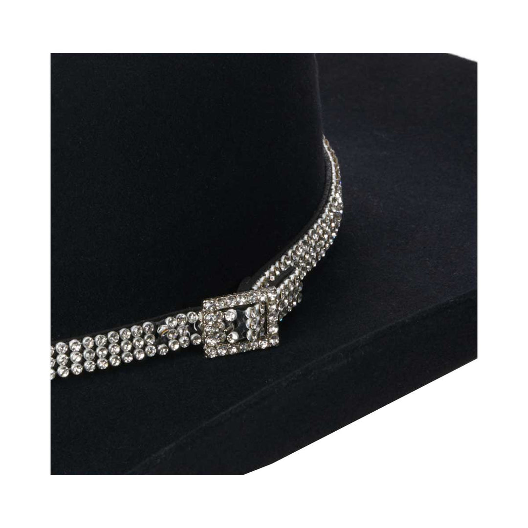 3D Belt Co. Clear Crystal Fashion Hatband - Black