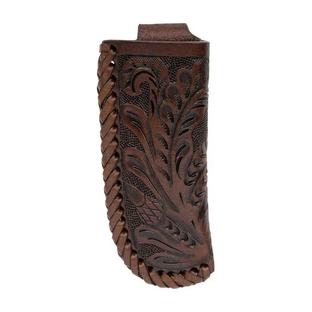 3D Belt Co Floral Tooled Laced Leather Knife Sheath - Chocolate Brown