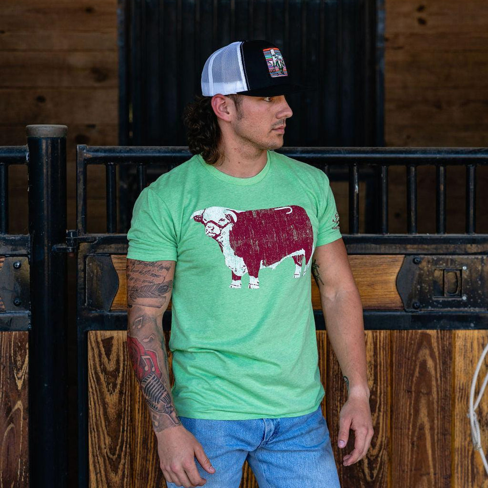 
                  
                    Lazy J Ranch Hereford Jughead Short Sleeve Apple Green T-Shirt-
                  
                