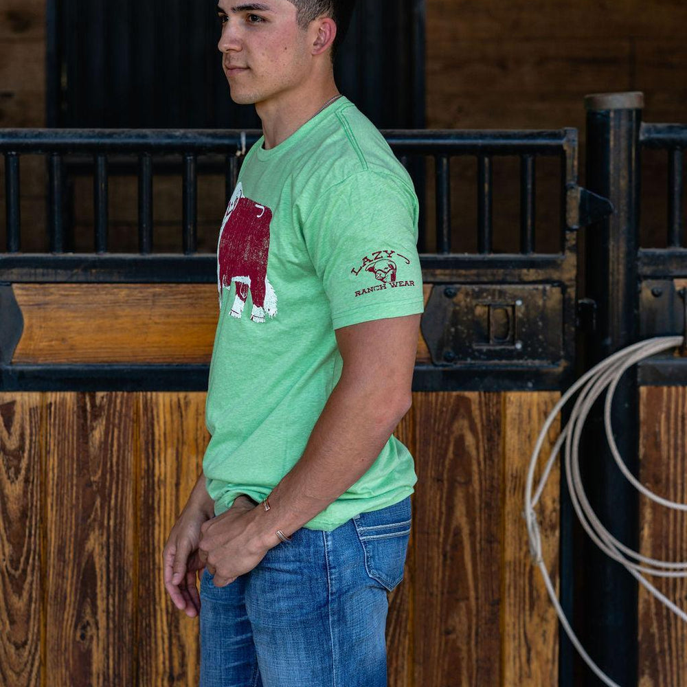 
                  
                    Lazy J Ranch Hereford Jughead Short Sleeve Apple Green T-Shirt-
                  
                