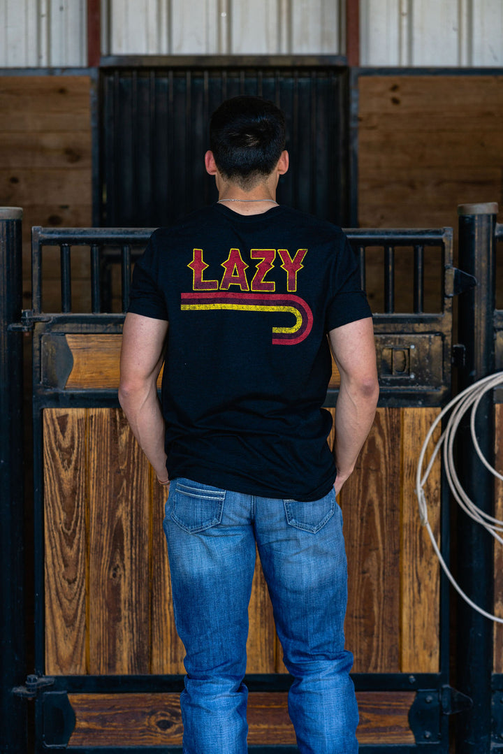 Lazy J Ranch Wear Fire J Logo Short Sleeve T-Shirt - Heather Black