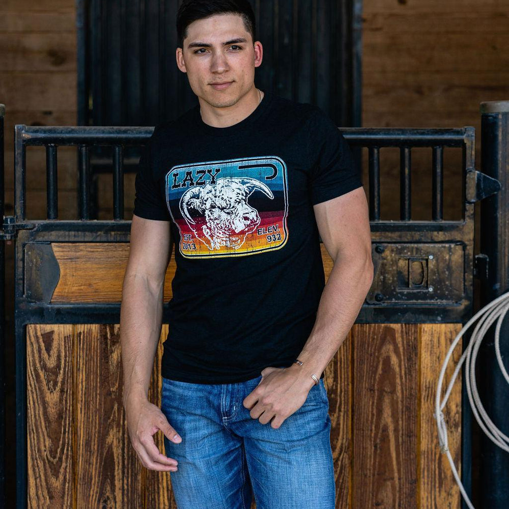
                  
                    Lazy J Ranch Serape Elevation Short Sleeve T-Shirt - Heather Black-Lazy J Ranch Wear
                  
                