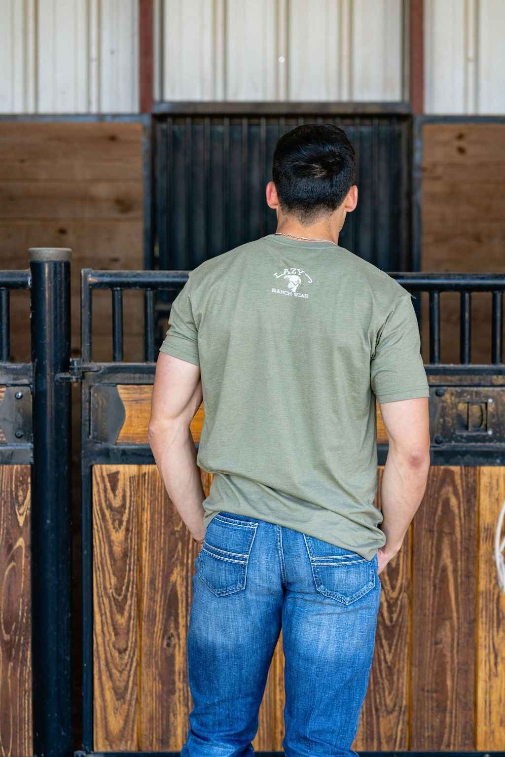 Lazy J Ranch Wear Mexico Elevation Short Sleeve T-Shirt - Olive