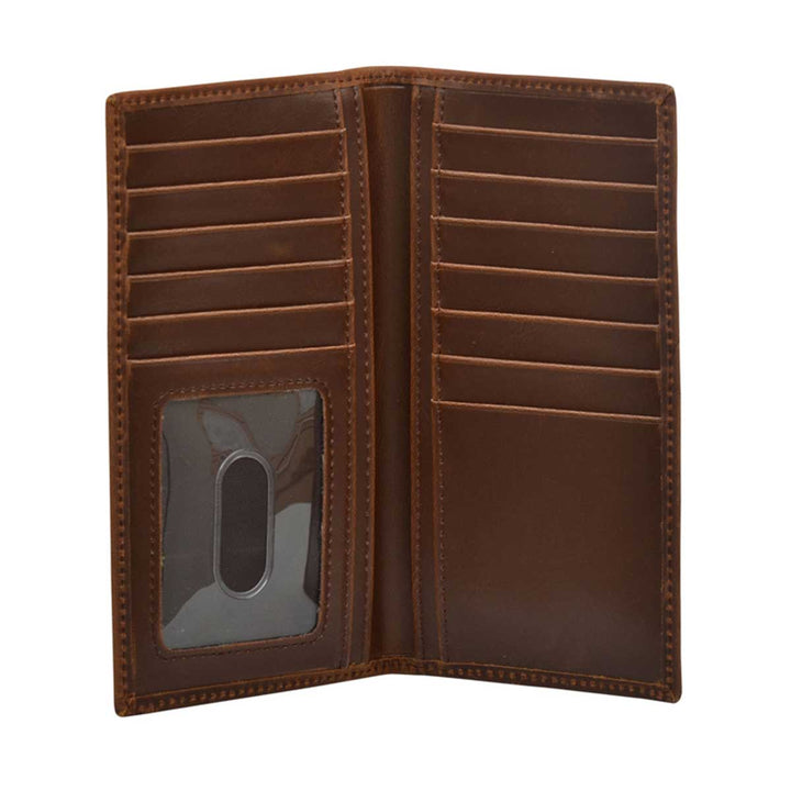 M & F Western Men's 3D Brown Apache Leather Shell Rodeo Bi-Fold Wallet