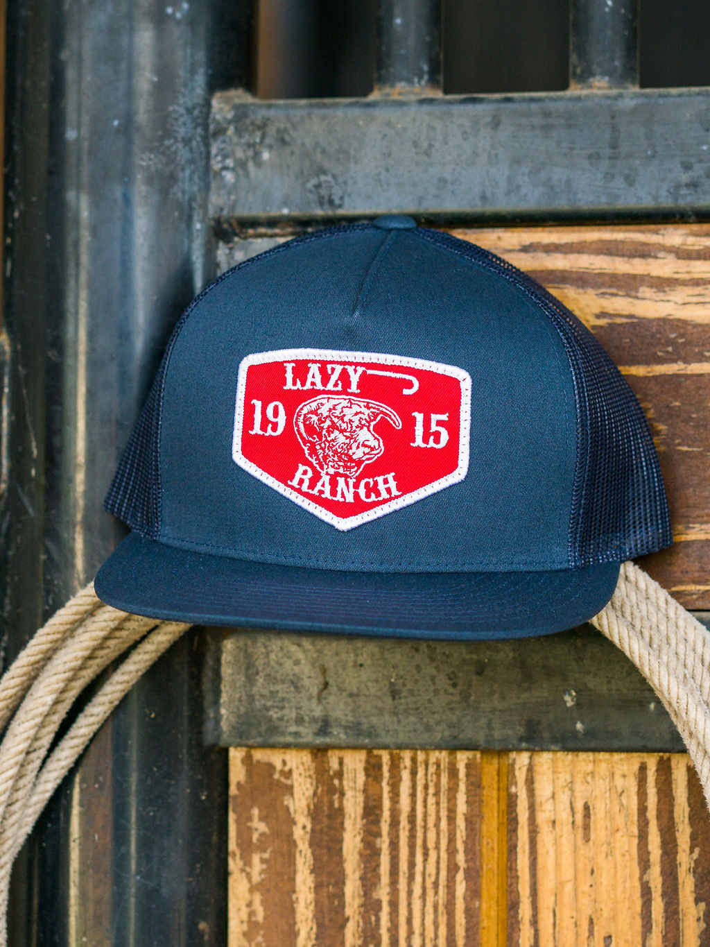 Lazy J Ranch Wear Navy & Navy 4" Red Ranch Patch Cap