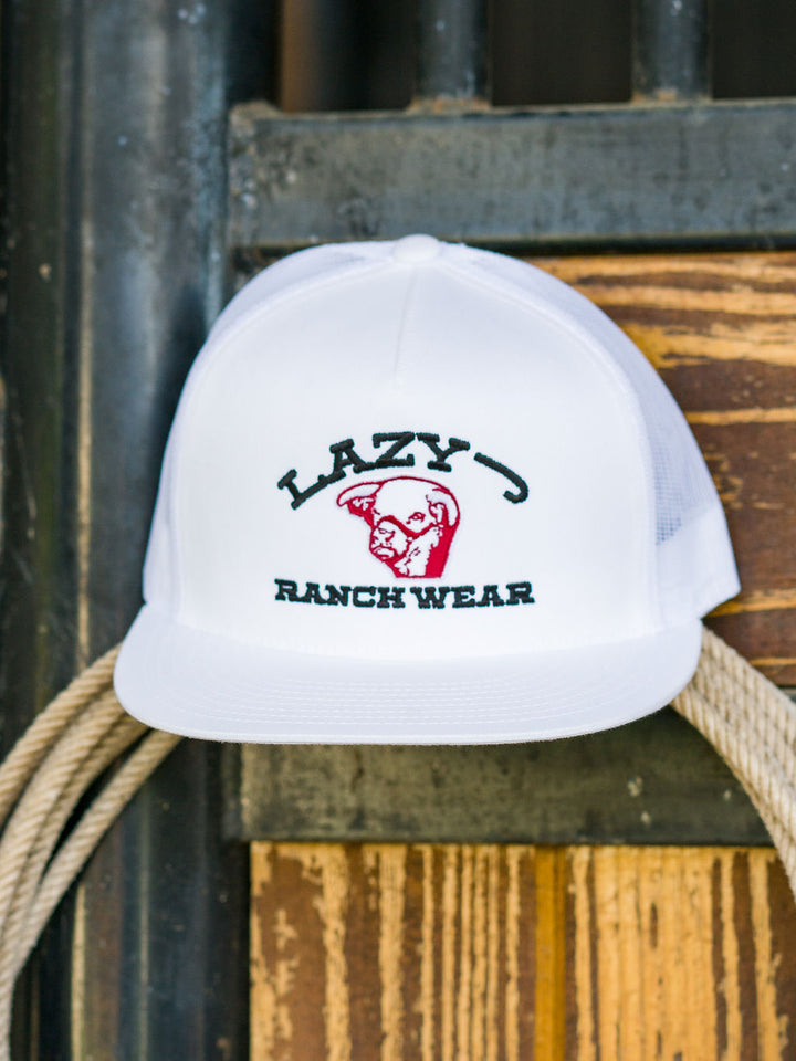 Lazy J Ranch Wear White & White 4" LJRW Show Time Patch Cap