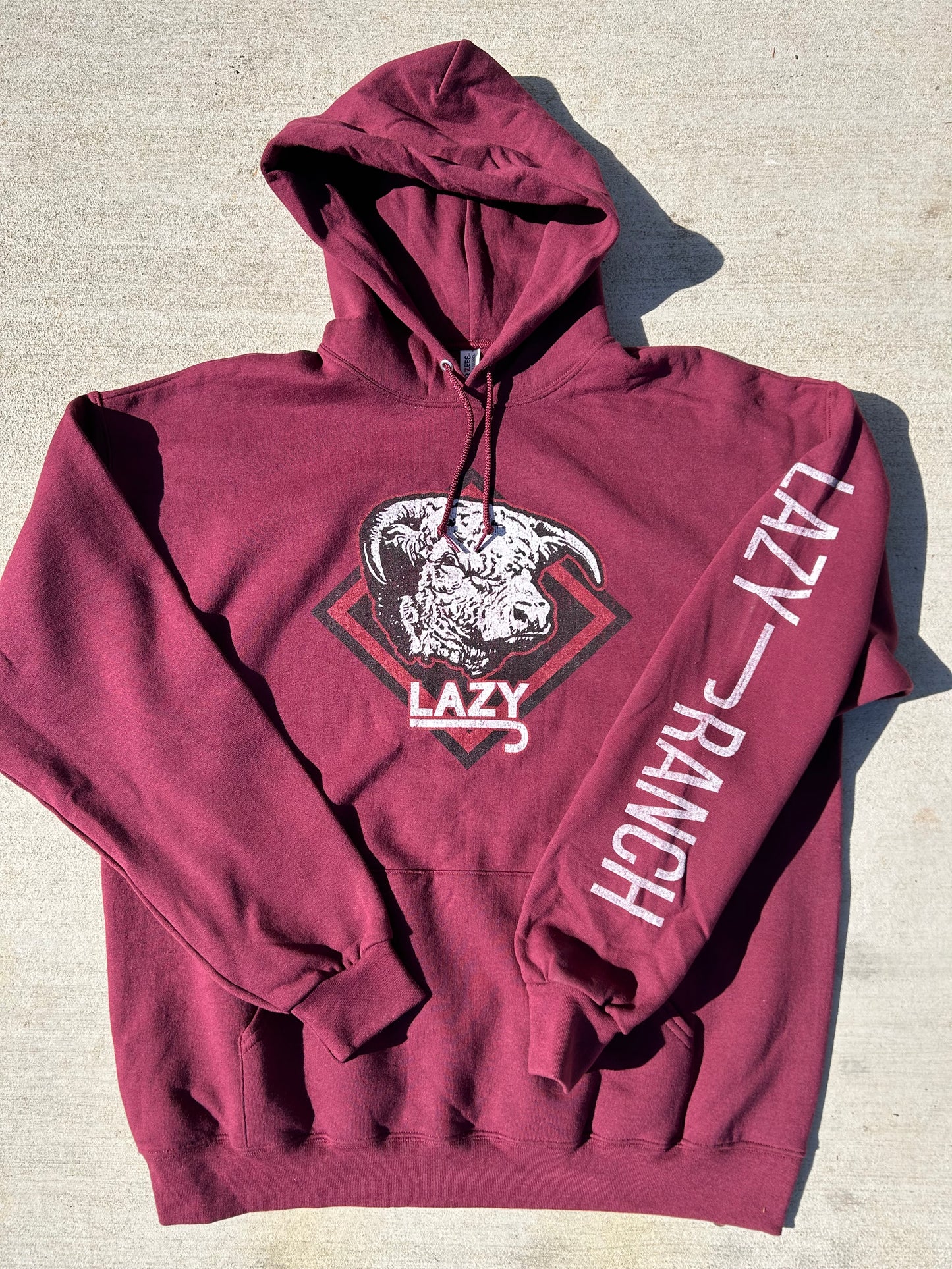 Lazy J Ranch Red Diamond Hoodie - Maroon