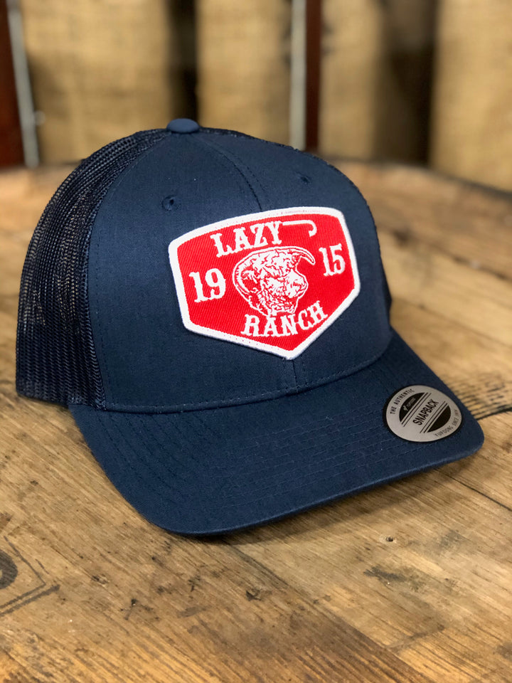 Lazy J Ranch Wear Navy & Navy 3.5" Red Ranch Patch Cap