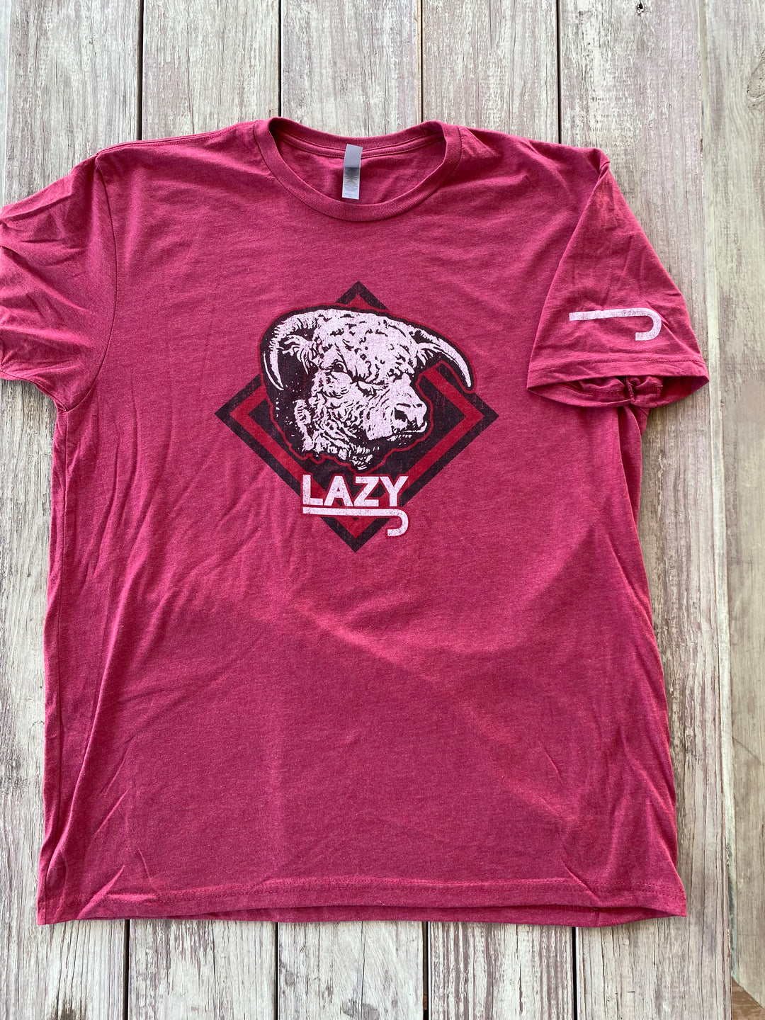 Lazy J Ranch Wear Diamond Hereford Short Sleeve T-Shirt - Burgundy