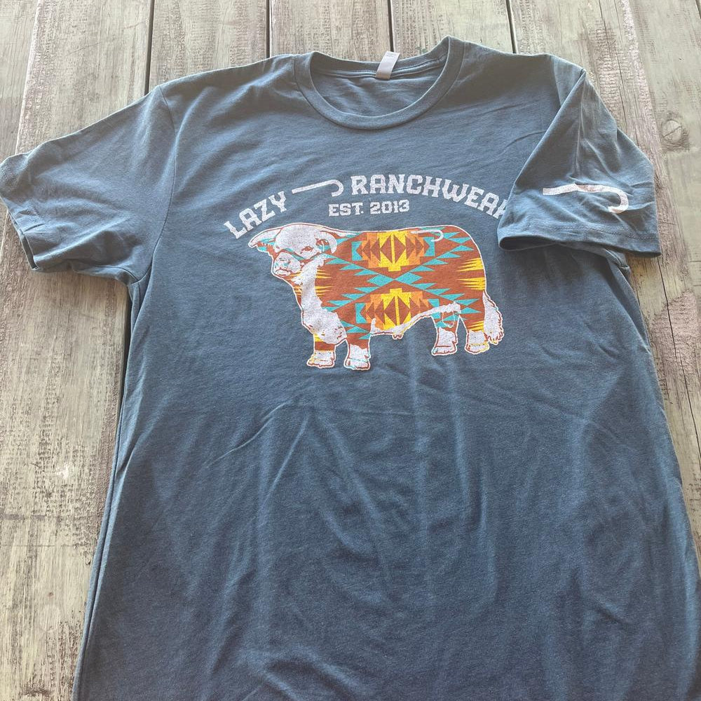 
                  
                    Lazy J Ranch Apache Hereford Short Sleeve T-Shirt - Indigo Blue-Lazy J Ranch Wear
                  
                