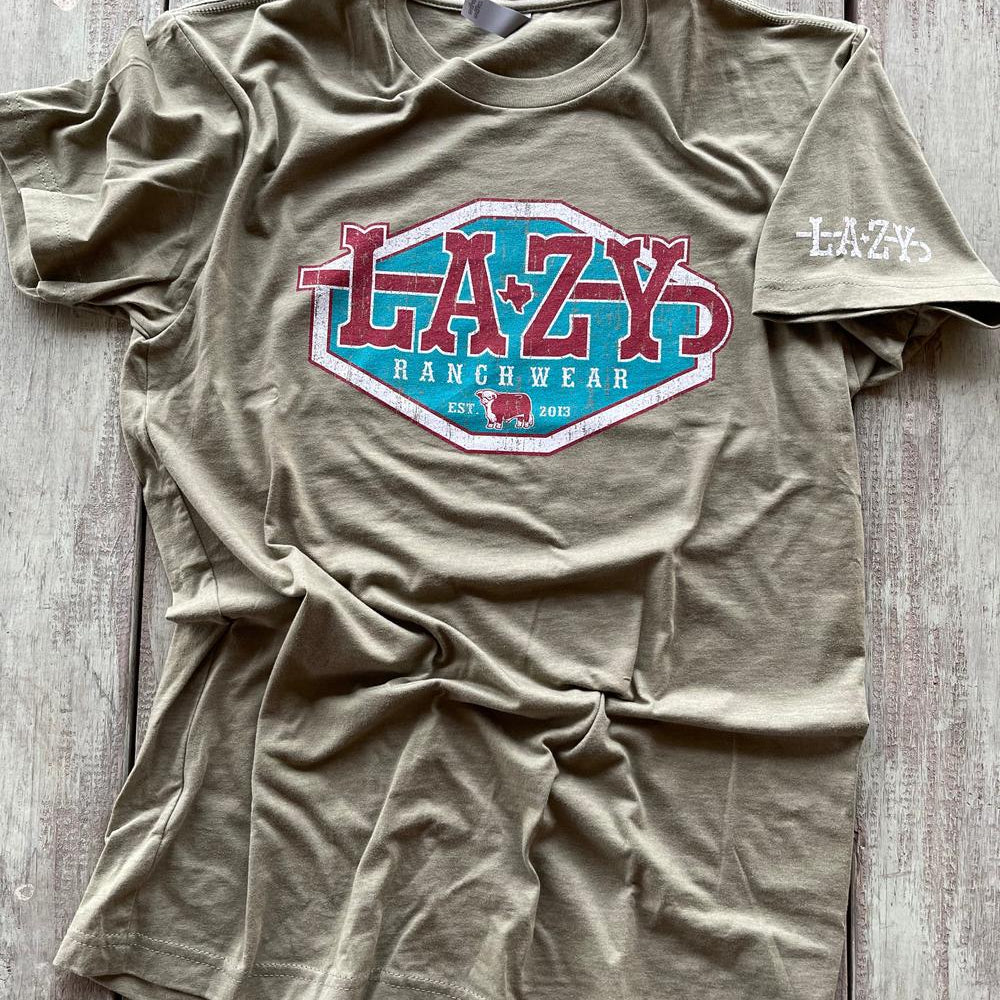 
                  
                    Lazy J Ranch Original Shield T-Shirt - Olive Green-Lazy J Ranch Wear
                  
                
