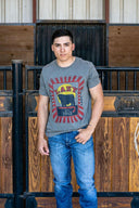 Lazy J Ranch Sunrise Feed Sack Short Sleeve T-Shirt - Grey-