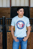 Lazy J Ranch Tejas Americas Short Sleeve T-Shirt - Light Blue-