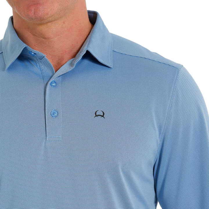 Cinch Men's Arena Flex Tiny Dots Polo Short Sleeve Shirt - Light Blue