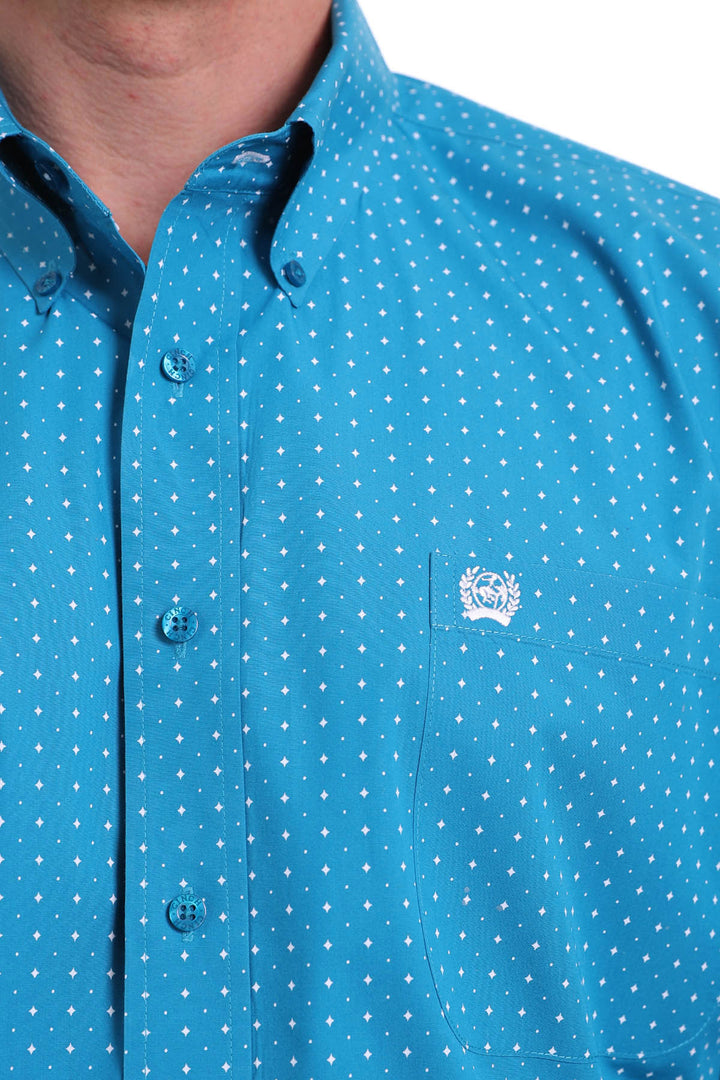 Cinch Men's Button Down Classic Long Sleeve Shirt - Turquoise