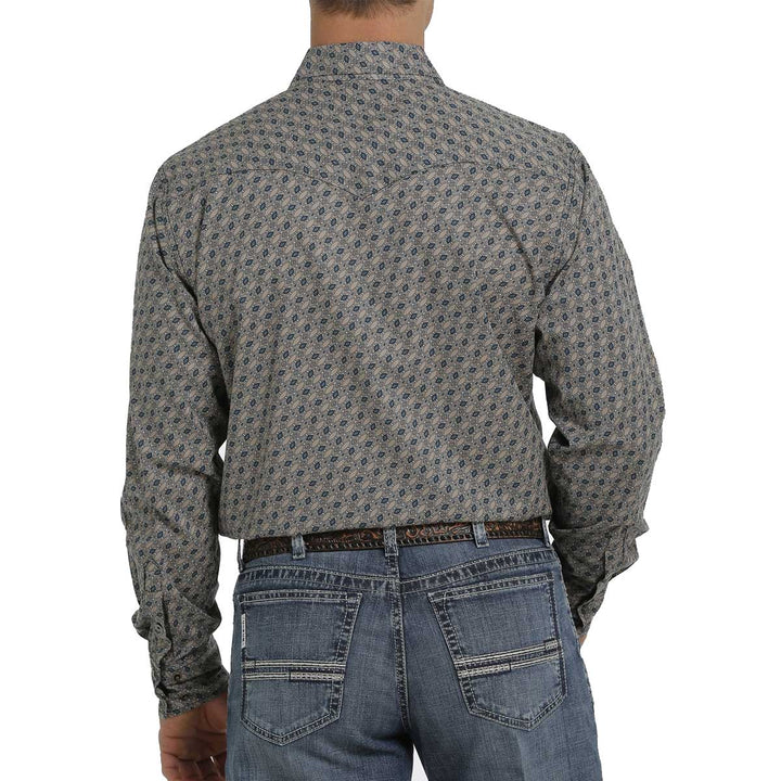 Cinch Jeans Men's Modern Fit Long Sleeve Shirt - Khaki/Teal/White