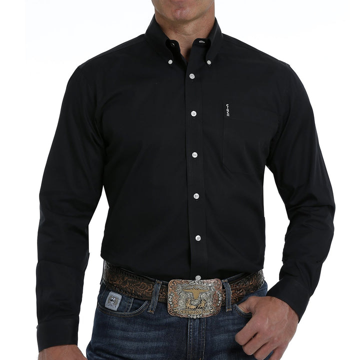 Cinch Men's Modern Fit Button-Down Long Sleeve Shirt - Black