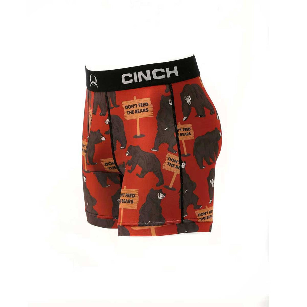 Cinch Men's 6" Bears Boxer Briefs - Red