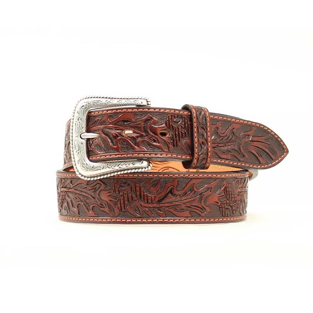 M & F Western Men's Nocona Acorn Hand Tooled Leather Belt