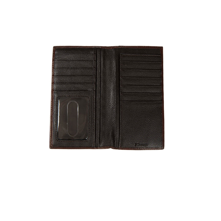 Nocona Men's Tooled Overlay Rodeo Checkbook Wallet - Brown Ivory