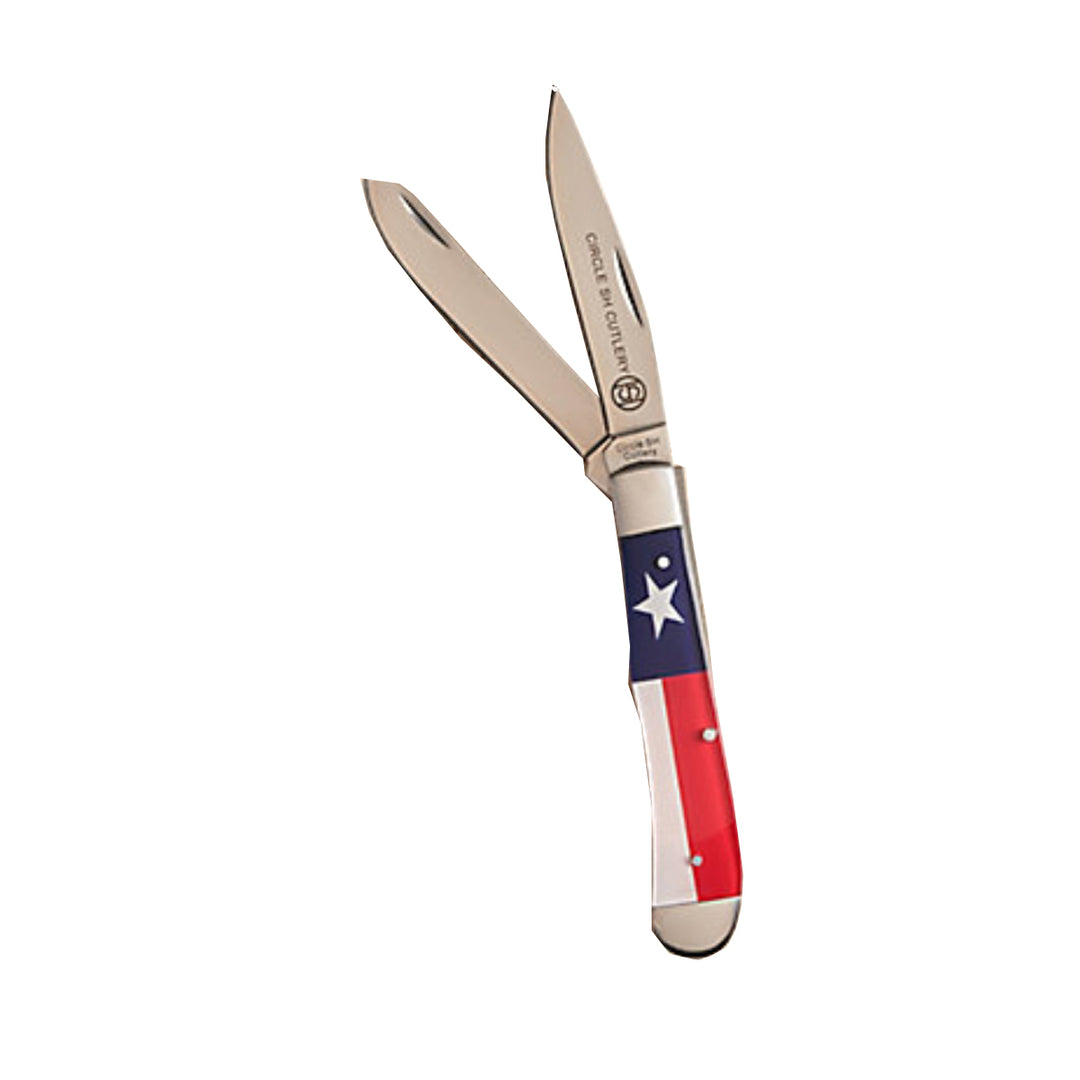 Circle SH Acrylic Texas Flag Print Trapper Knife