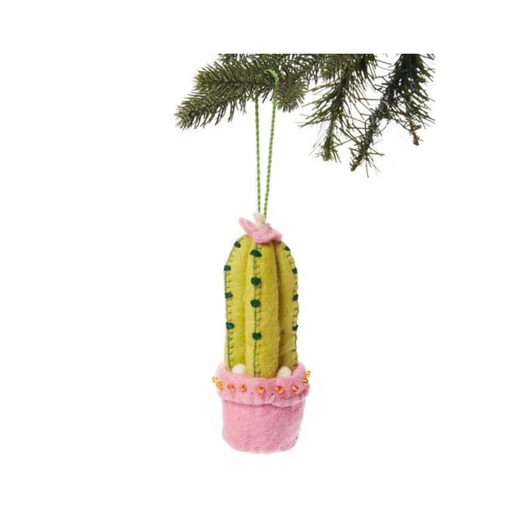 Silk Road Bazaar Spiny Cactus Felt Christmas Ornament
